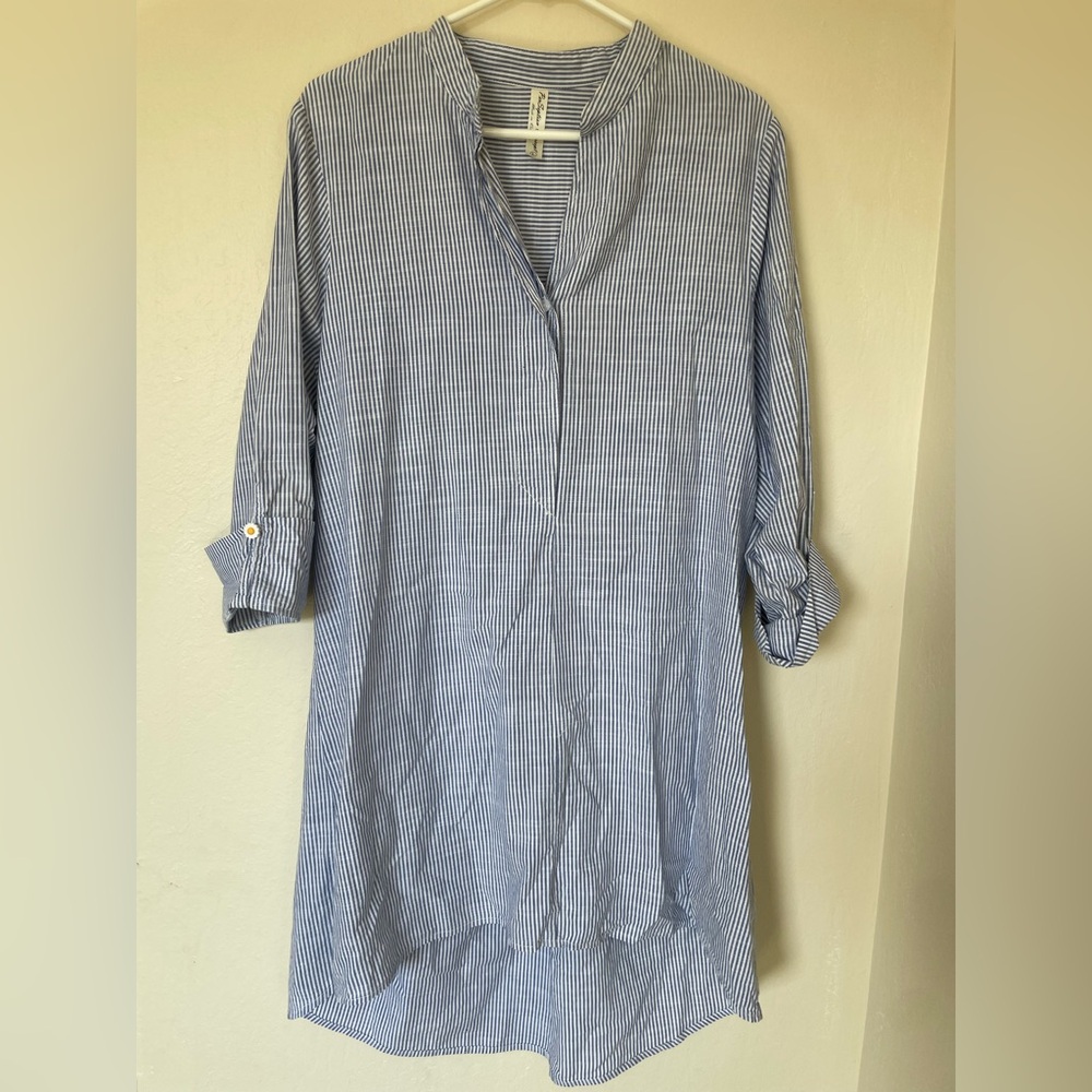 PerSeption Concept Navy and White Striped Shirt